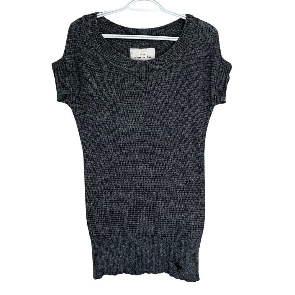 Abercrombie | Gray Angora Blend Short Sleeve Knit Sweater Vintage Y2K Medium